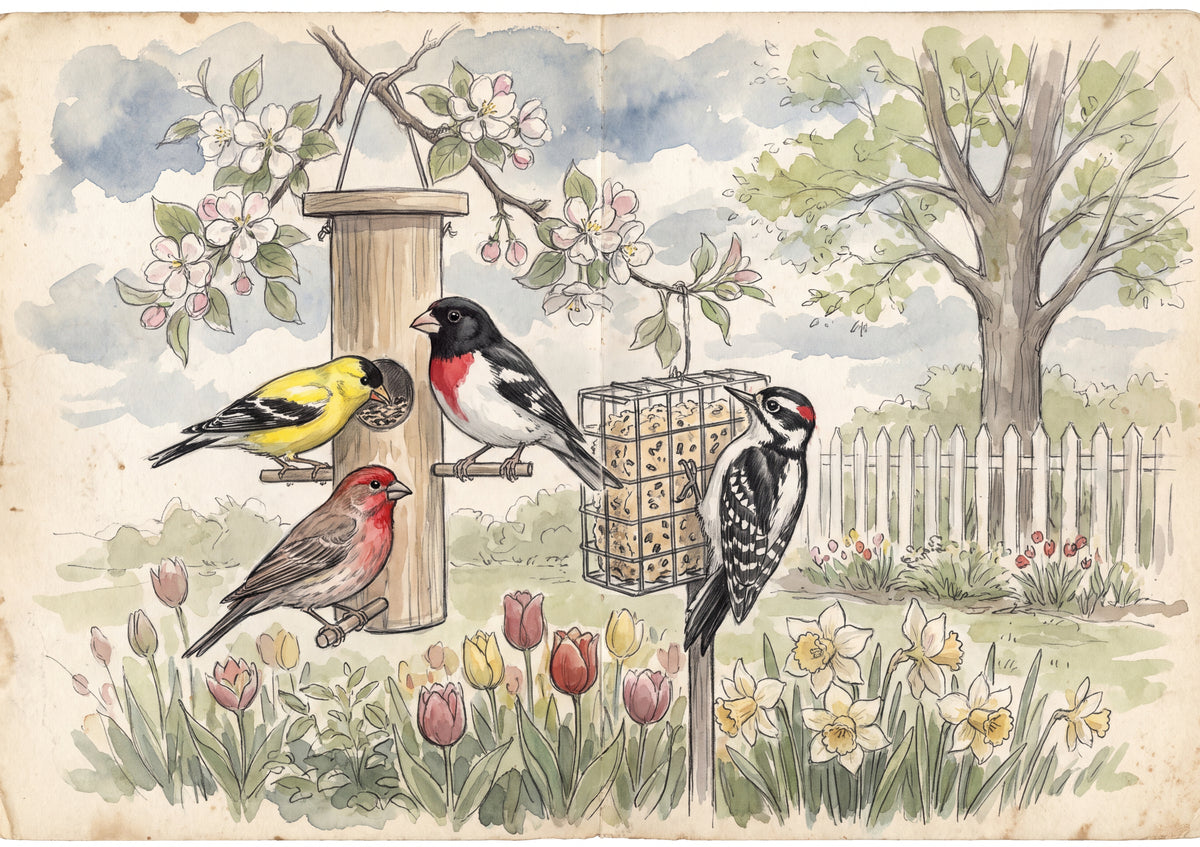 Backyard Birds at the Spring Feeder jigsaw puzzle