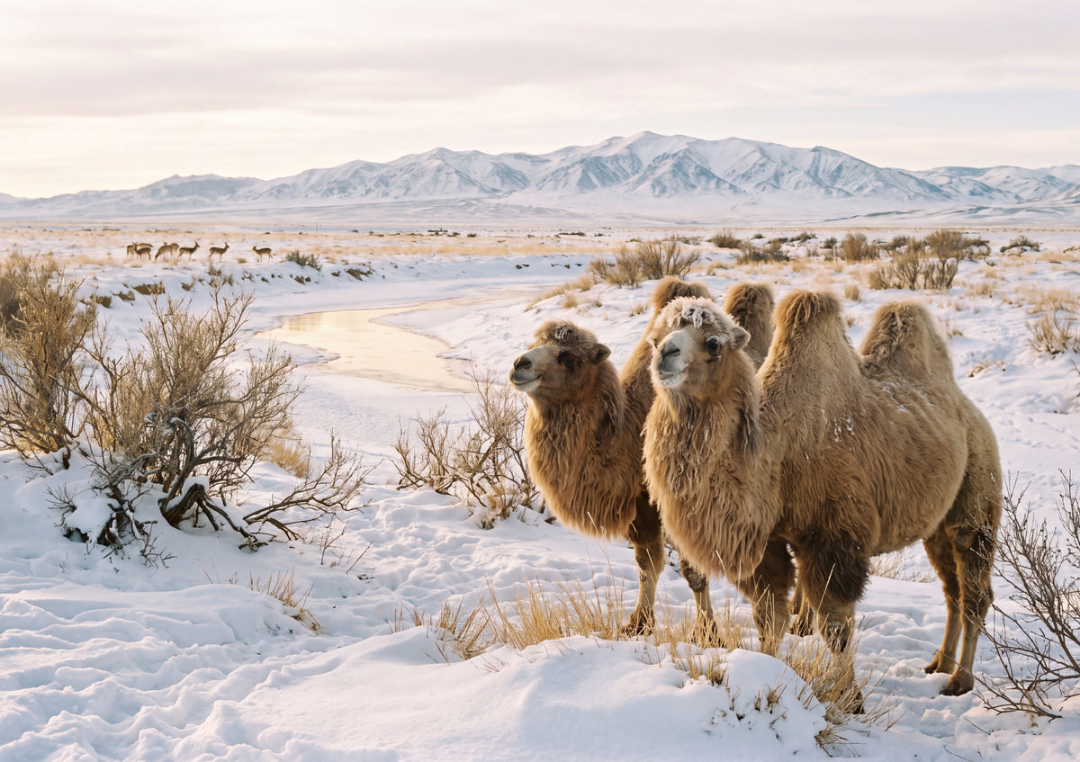 Bactrian Camels in the Gobi Snow jigsaw puzzle