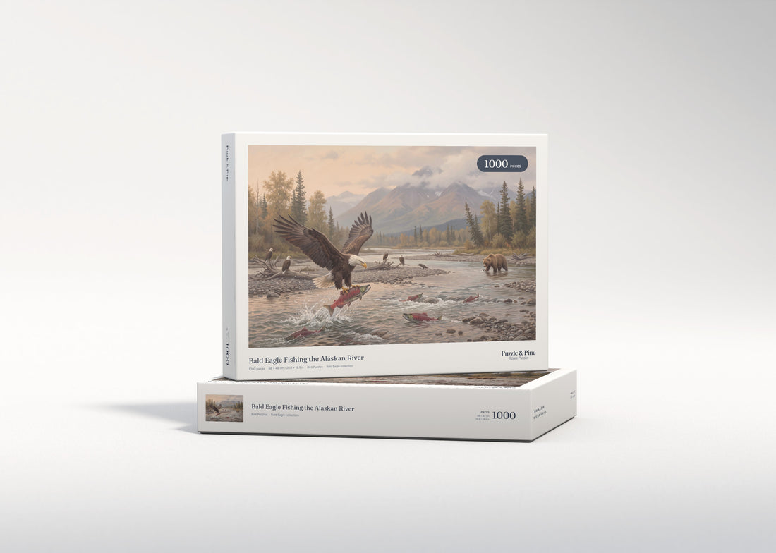 Bald Eagle Fishing the Alaskan River jigsaw puzzle - gift box