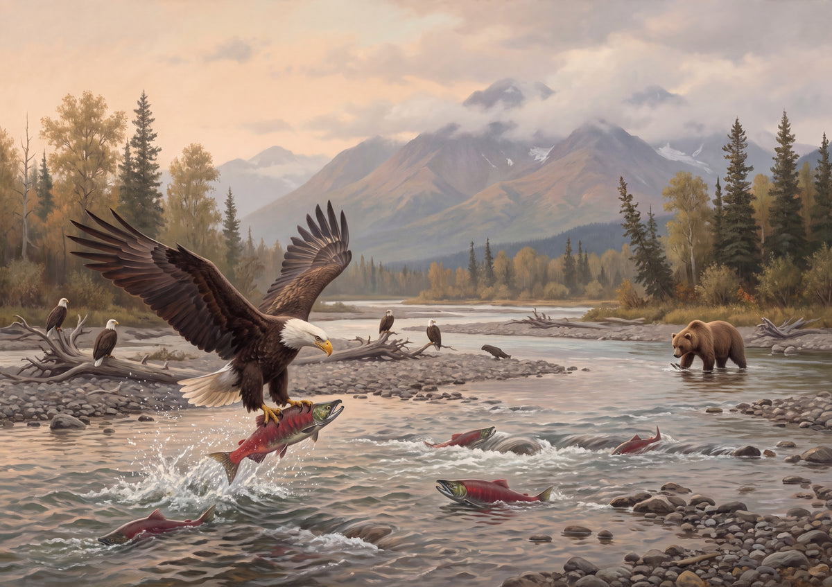 Bald Eagle Fishing the Alaskan River jigsaw puzzle