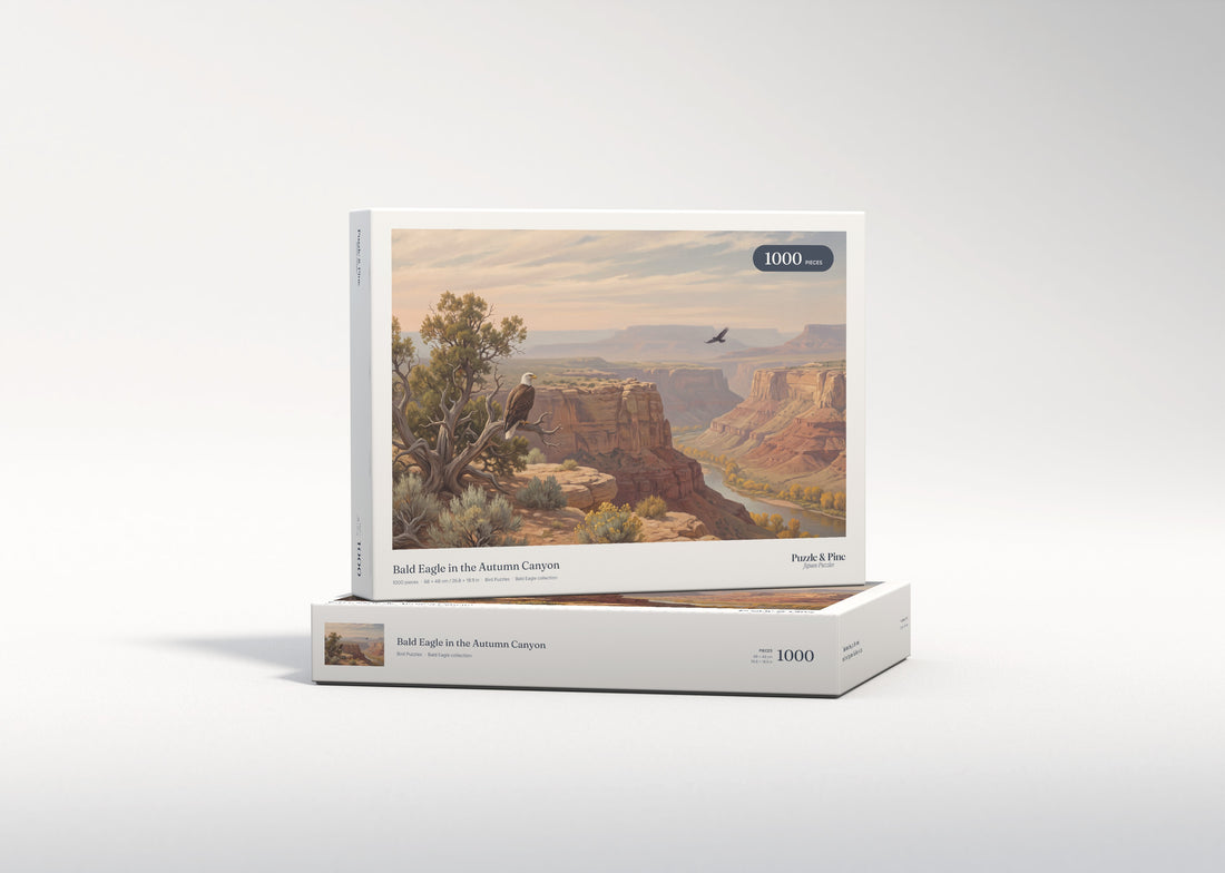Bald Eagle in the Autumn Canyon jigsaw puzzle - gift box