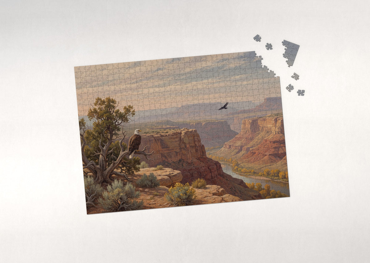 Bald Eagle in the Autumn Canyon jigsaw puzzle - puzzle with loose pieces