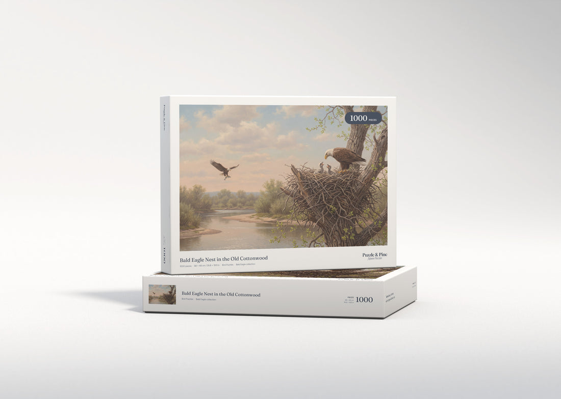 Bald Eagle Nest in the Old Cottonwood jigsaw puzzle - gift box