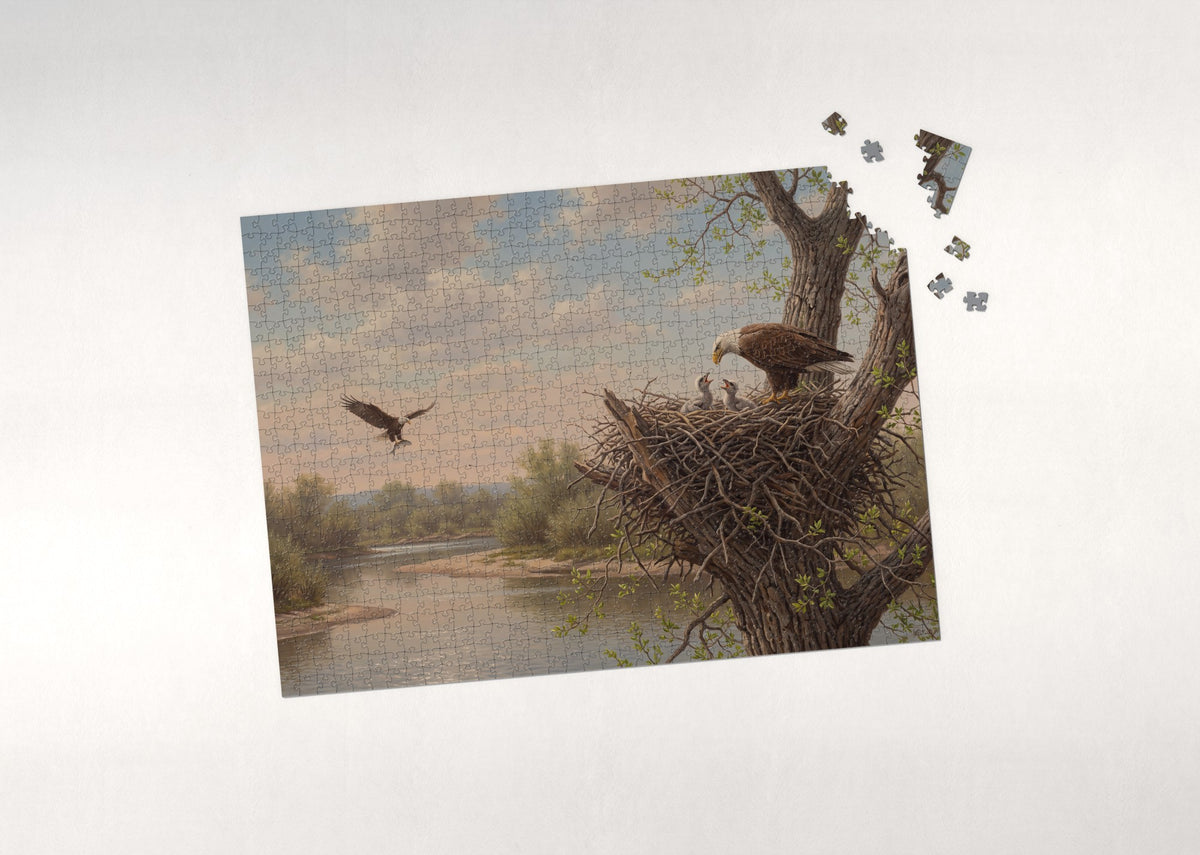 Bald Eagle Nest in the Old Cottonwood jigsaw puzzle - puzzle with loose pieces