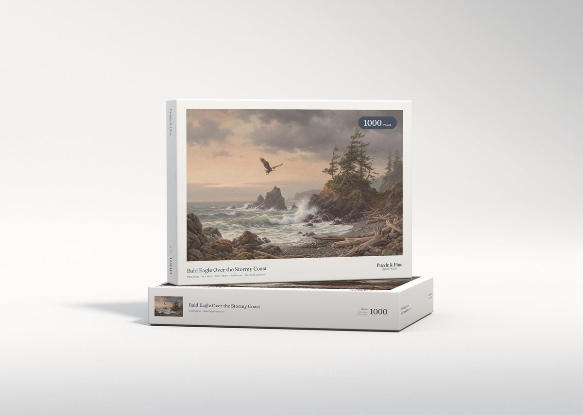 Bald Eagle Over the Stormy Coast jigsaw puzzle - gift box