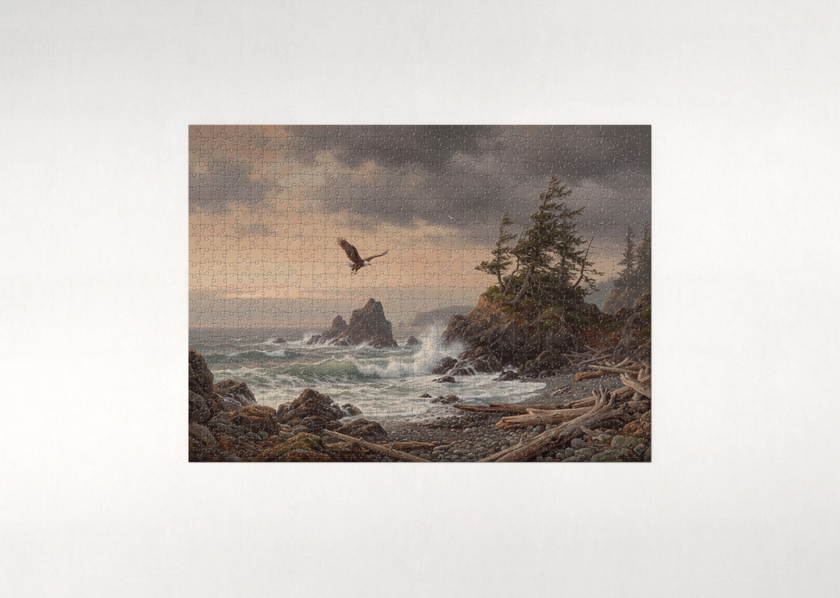 Bald Eagle Over the Stormy Coast jigsaw puzzle - flat puzzle
