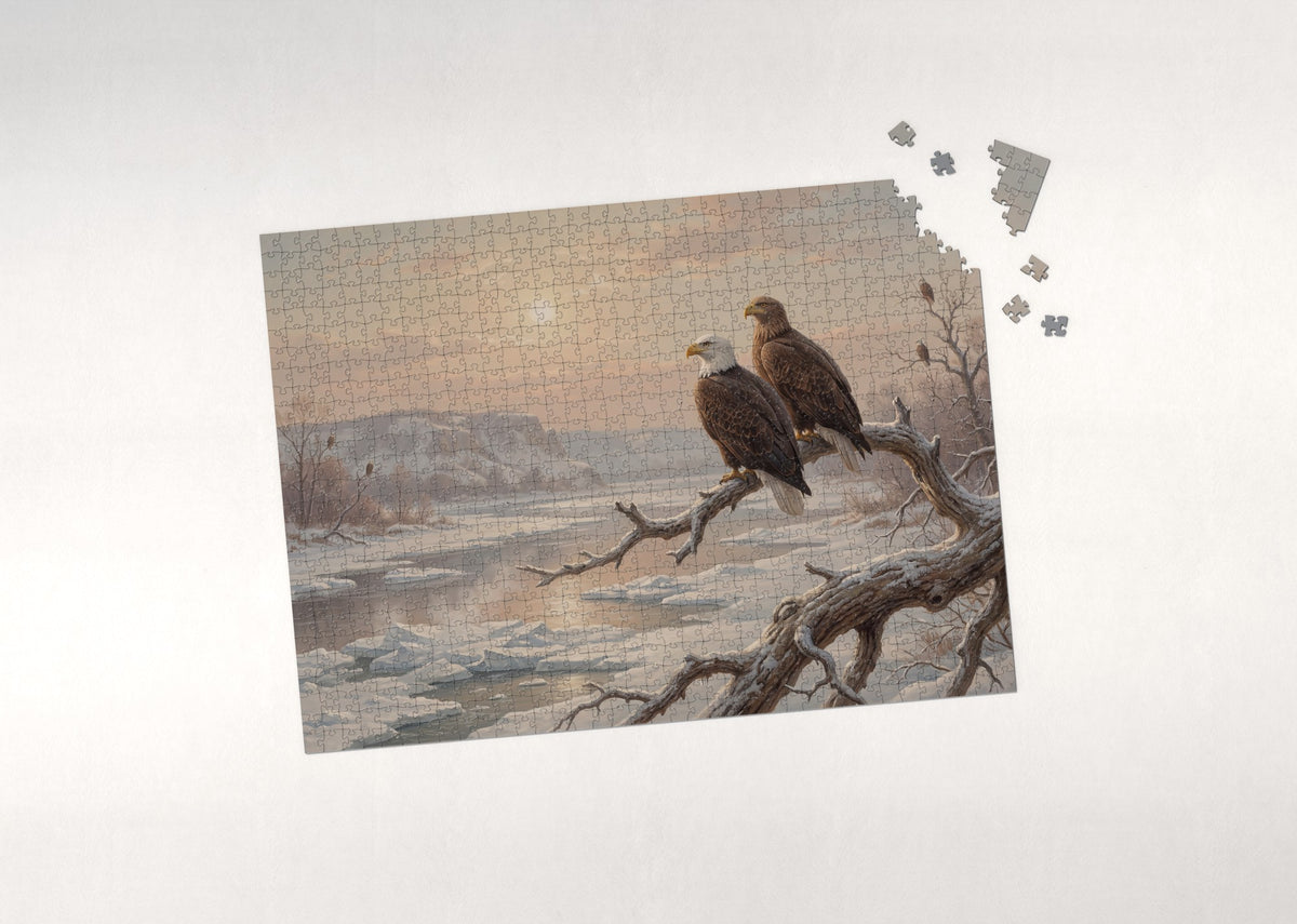 Bald Eagle Pair at the Winter Roost jigsaw puzzle - puzzle with loose pieces