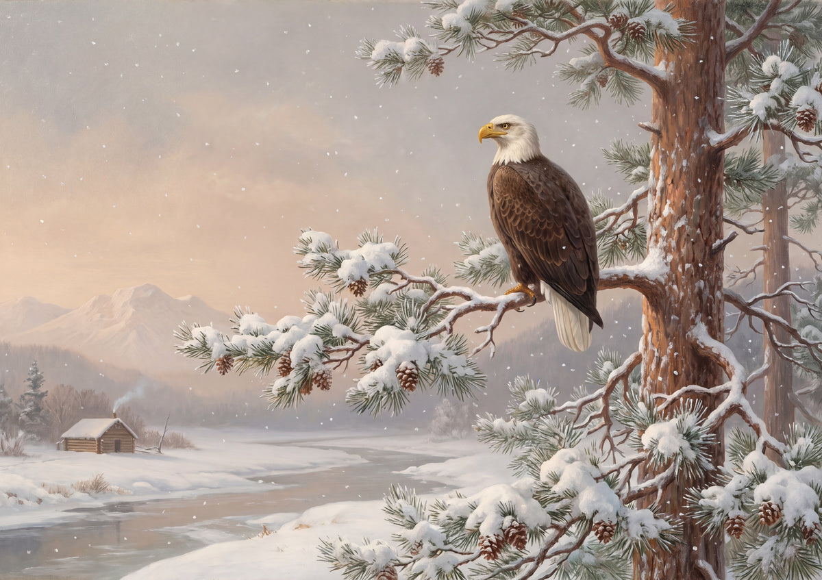 Bald Eagle Perched in the Snowy Pine jigsaw puzzle