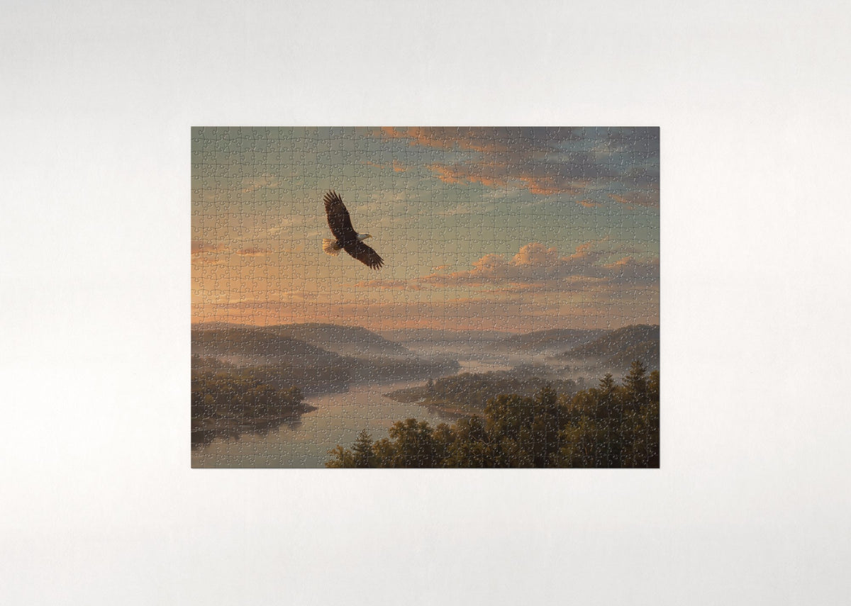 Bald Eagle Soaring at Sunrise jigsaw puzzle - flat puzzle