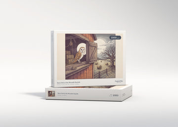 Barn Owl at the Moonlit Hayloft jigsaw puzzle - gift box