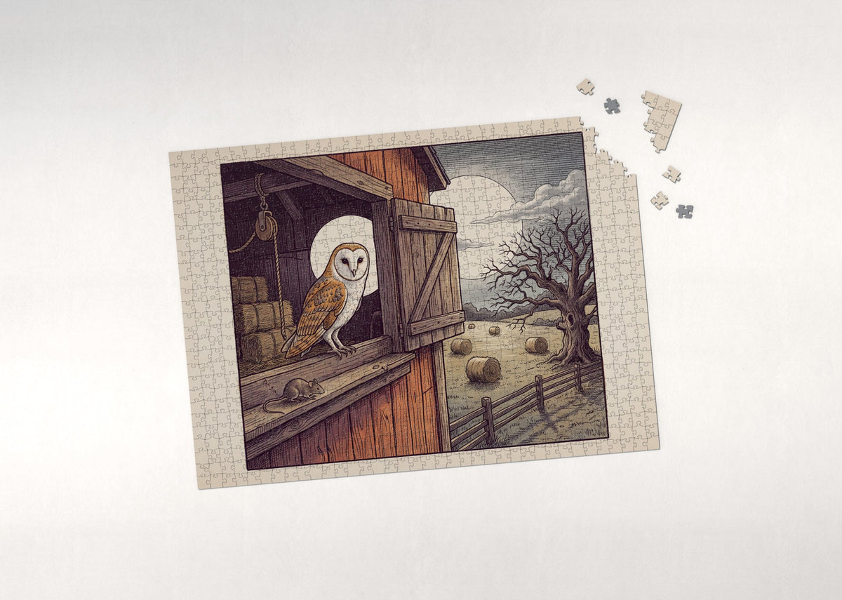 Barn Owl at the Moonlit Hayloft jigsaw puzzle - puzzle with loose pieces