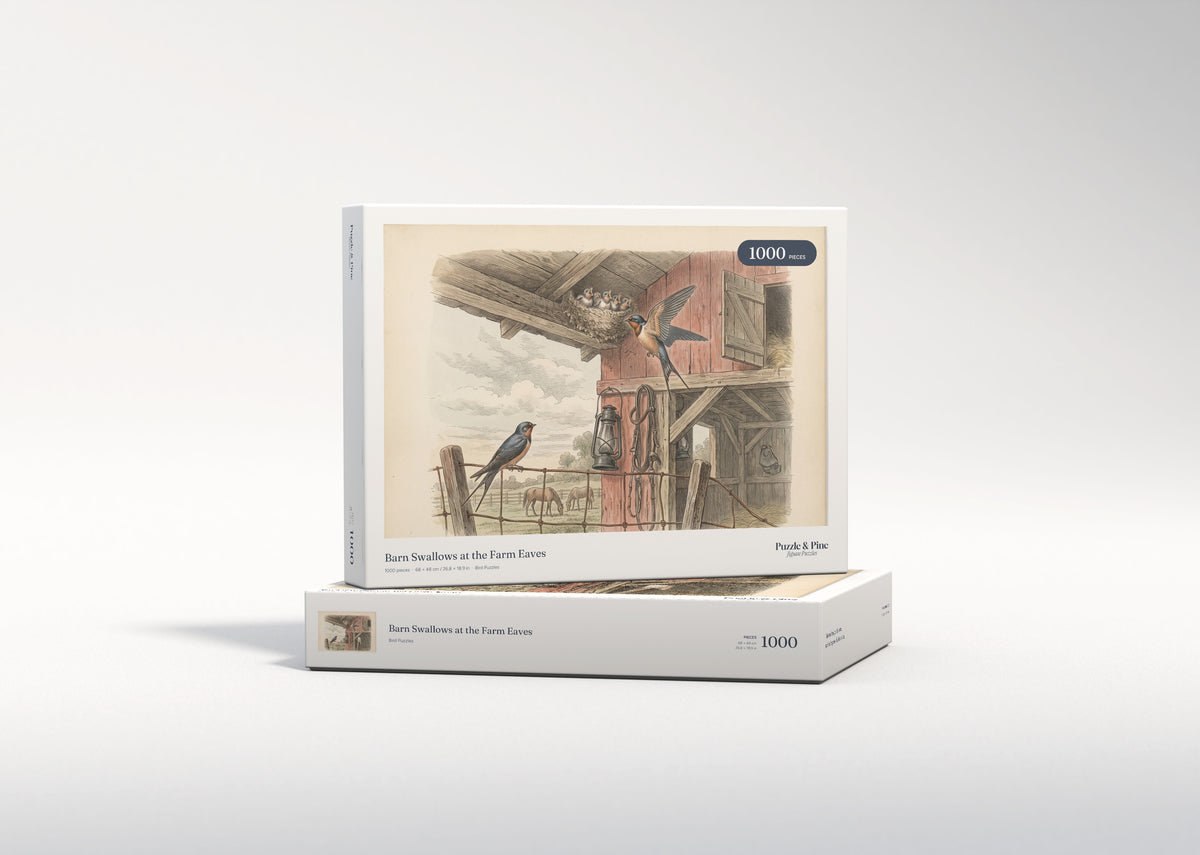 Barn Swallows at the Farm Eaves jigsaw puzzle - gift box