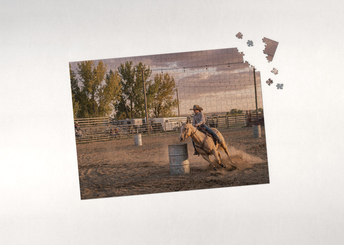 Barrel Racing at the County Rodeo jigsaw puzzle - puzzle with loose pieces