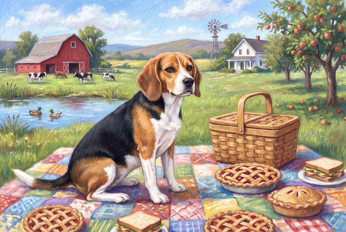 Beagle at the Countryside Picnic jigsaw puzzle