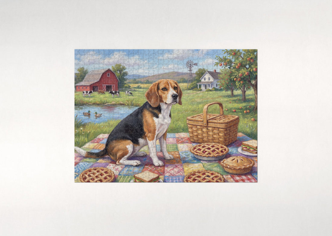 Beagle at the Countryside Picnic jigsaw puzzle - gift box