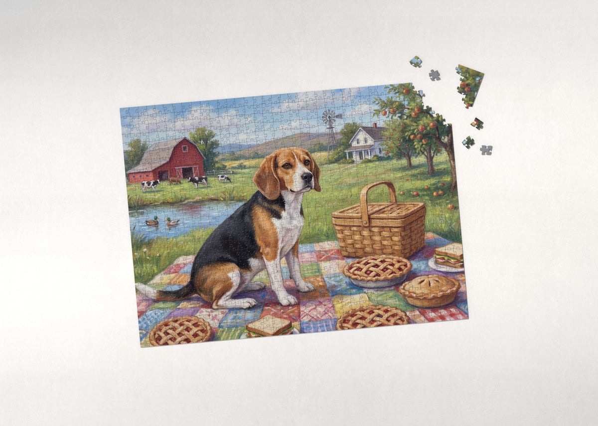 Beagle at the Countryside Picnic jigsaw puzzle - puzzle with loose pieces