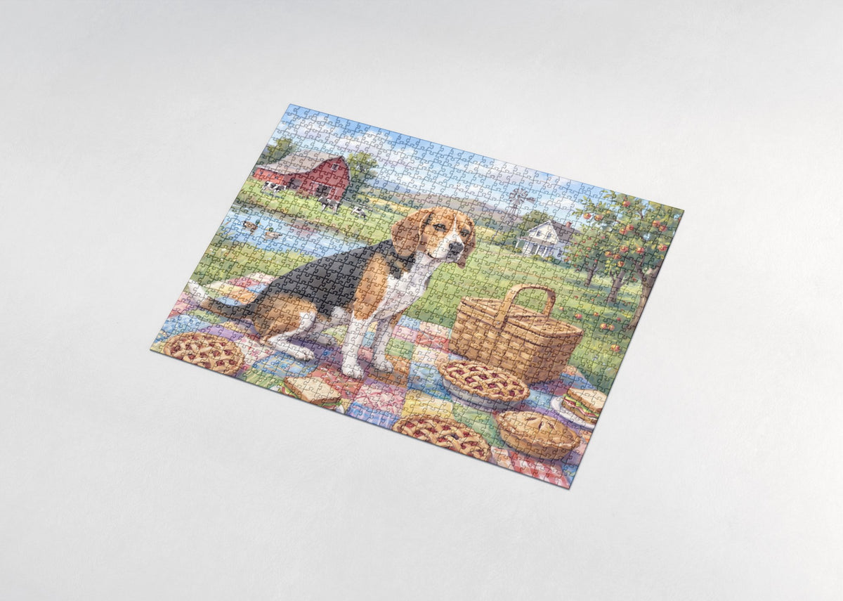 Beagle at the Countryside Picnic jigsaw puzzle - assembled puzzle