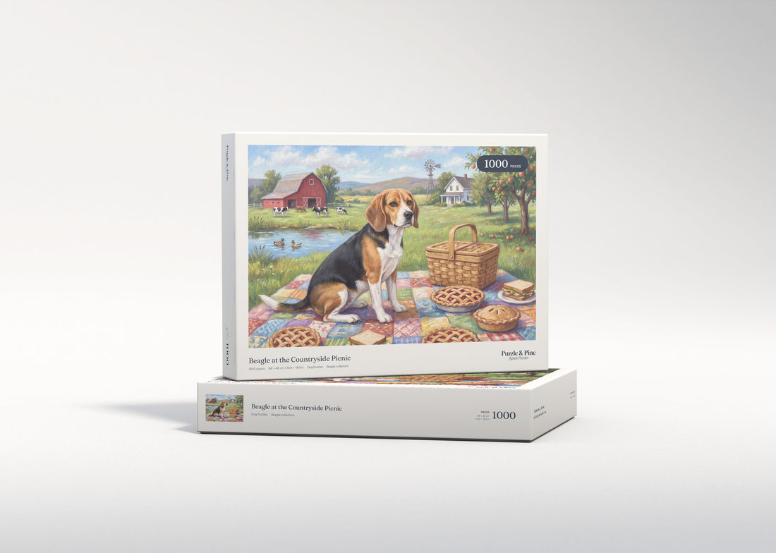 Beagle at the Countryside Picnic jigsaw puzzle - gift box