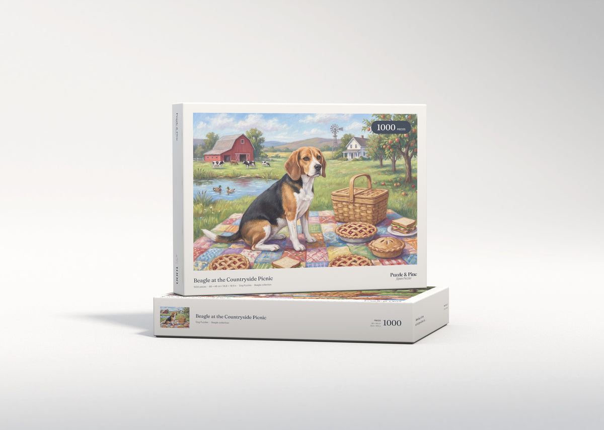 Beagle at the Countryside Picnic jigsaw puzzle - gift box