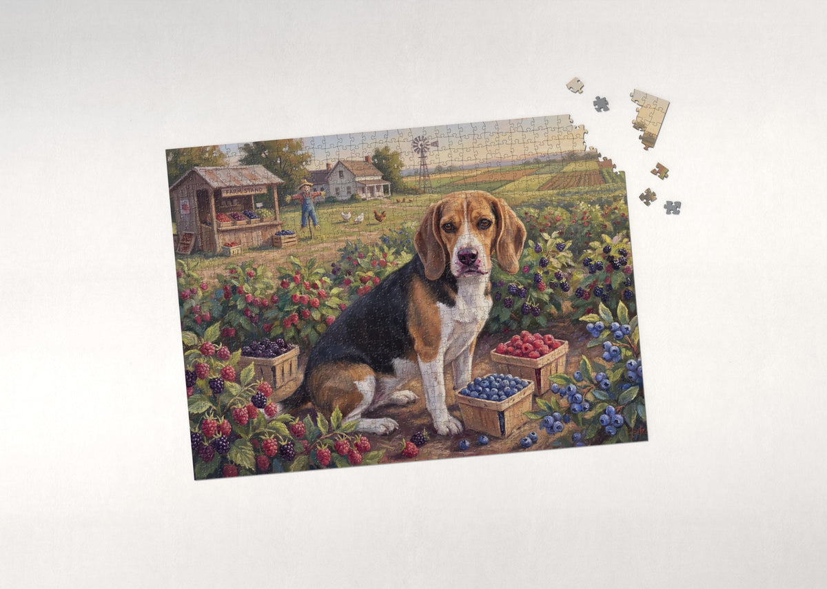 Beagle in the Berry Patch jigsaw puzzle - puzzle with loose pieces