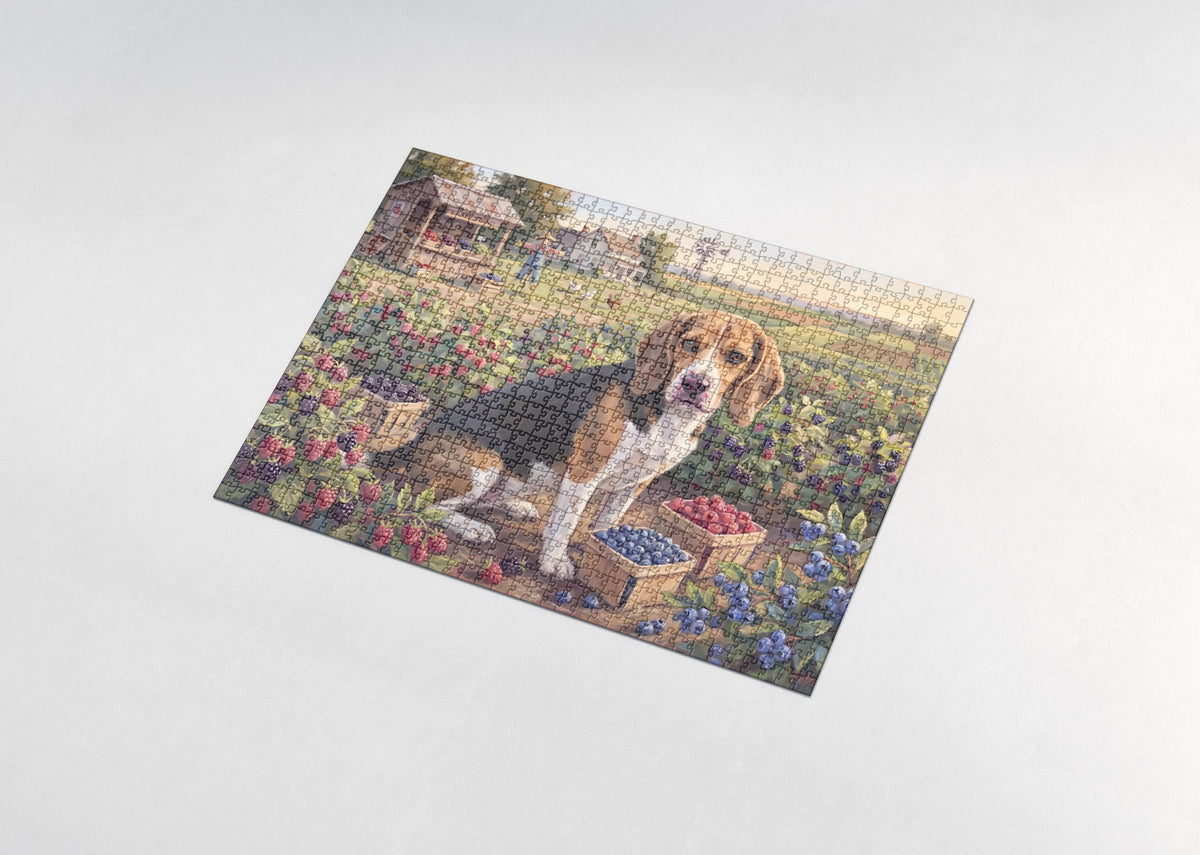 Beagle in the Berry Patch jigsaw puzzle - assembled puzzle