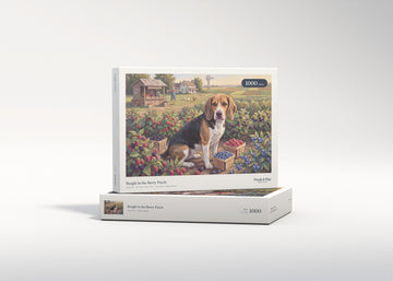 Beagle in the Berry Patch jigsaw puzzle - gift box
