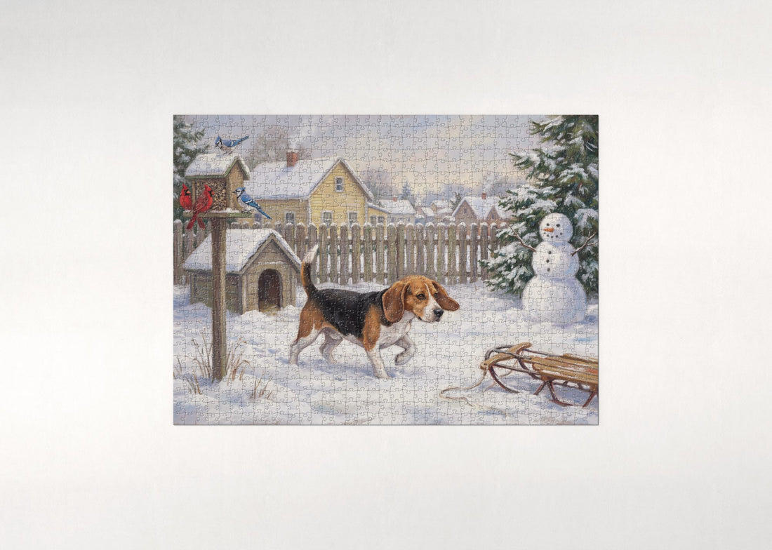 Beagle in the Clover Meadow jigsaw puzzle - gift box