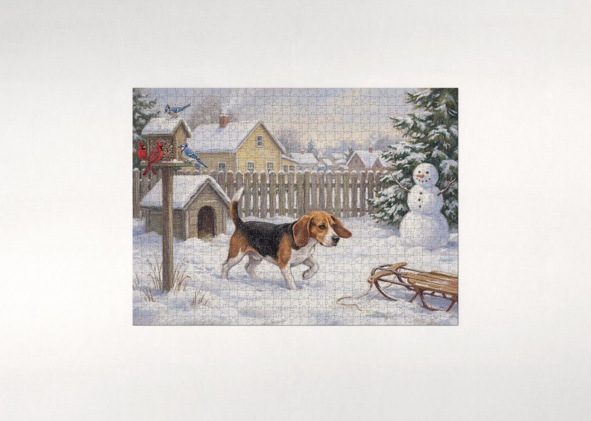 Beagle in the Clover Meadow jigsaw puzzle - flat puzzle