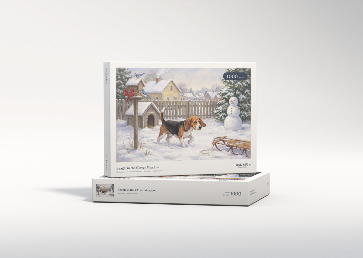 Beagle in the Clover Meadow jigsaw puzzle - gift box