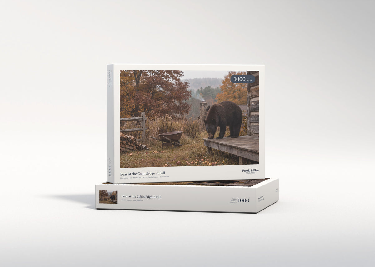 Bear at the Cabin Edge in Fall jigsaw puzzle - gift box