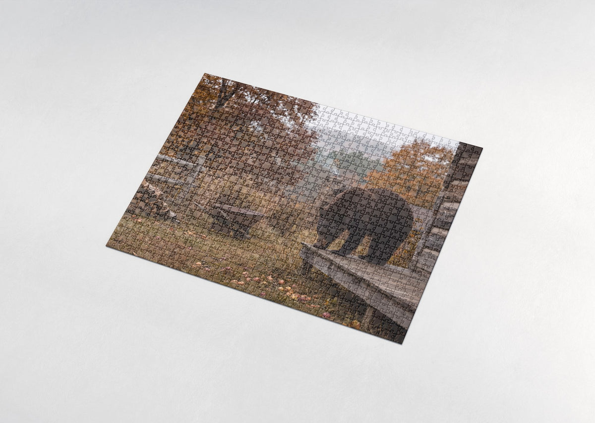 Bear at the Cabin Edge in Fall jigsaw puzzle - assembled puzzle
