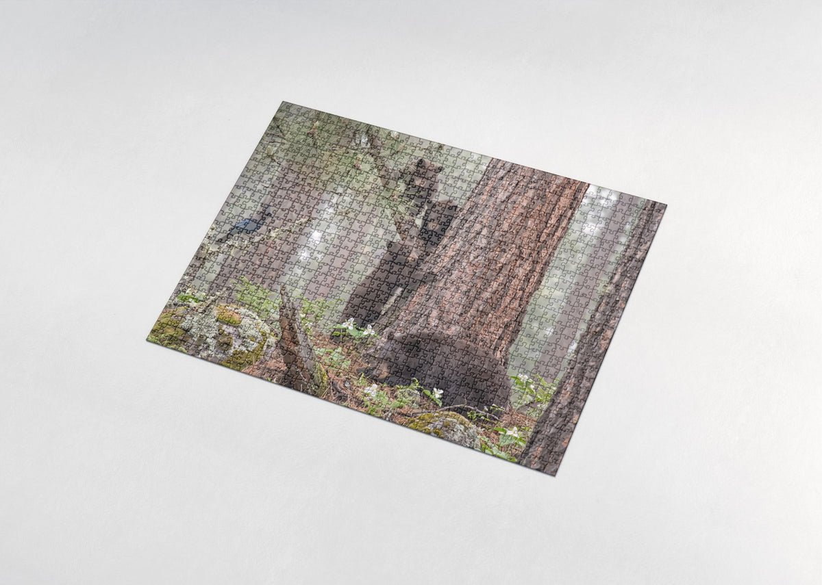 Bear Cubs Climbing the Pine jigsaw puzzle - assembled puzzle