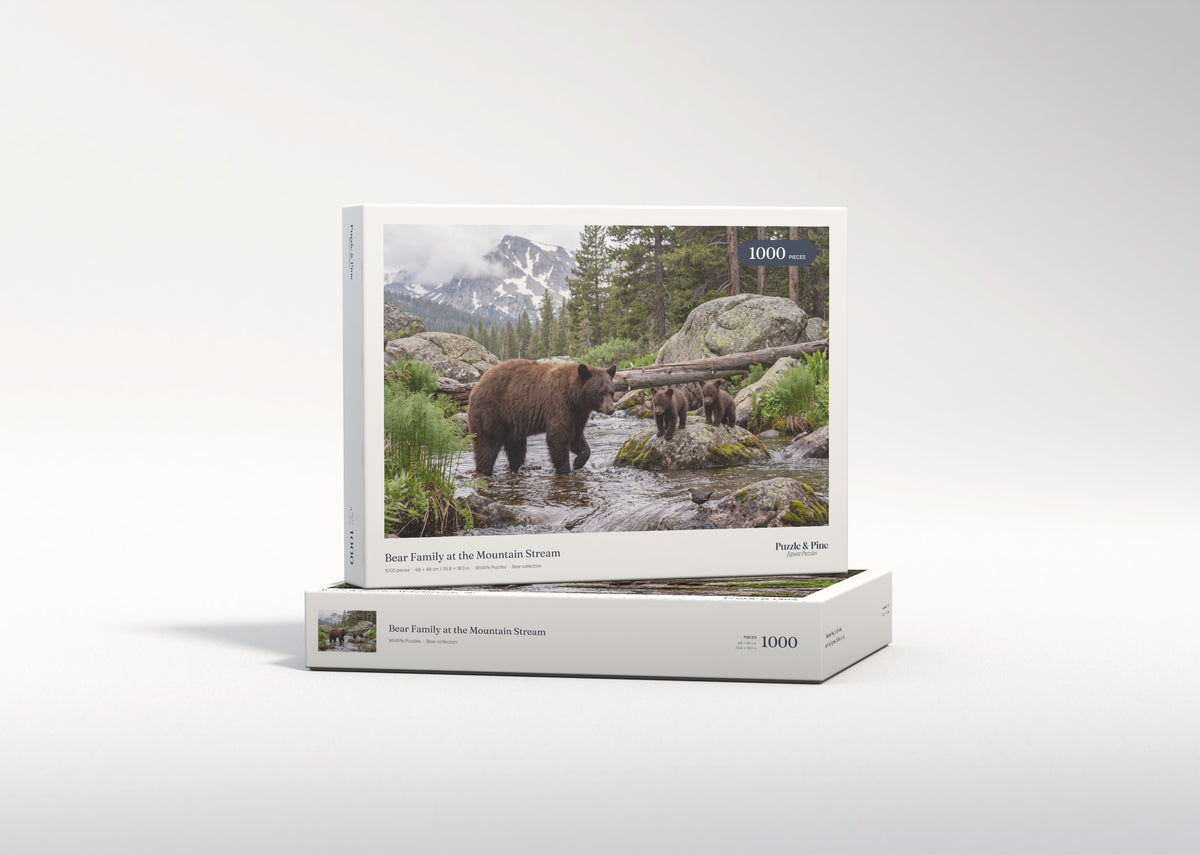 Bear Family at the Mountain Stream jigsaw puzzle - gift box