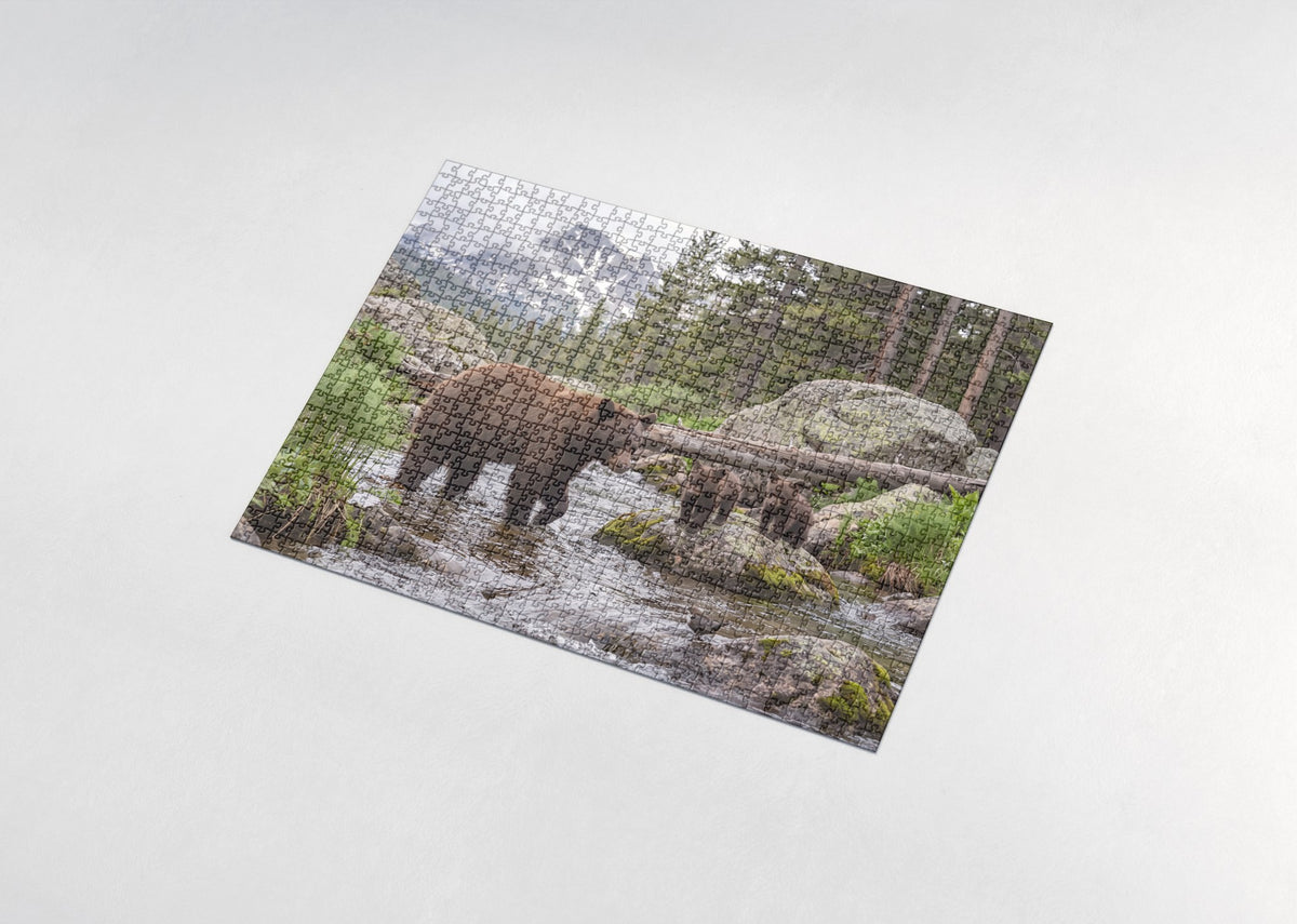 Bear Family at the Mountain Stream jigsaw puzzle - assembled puzzle