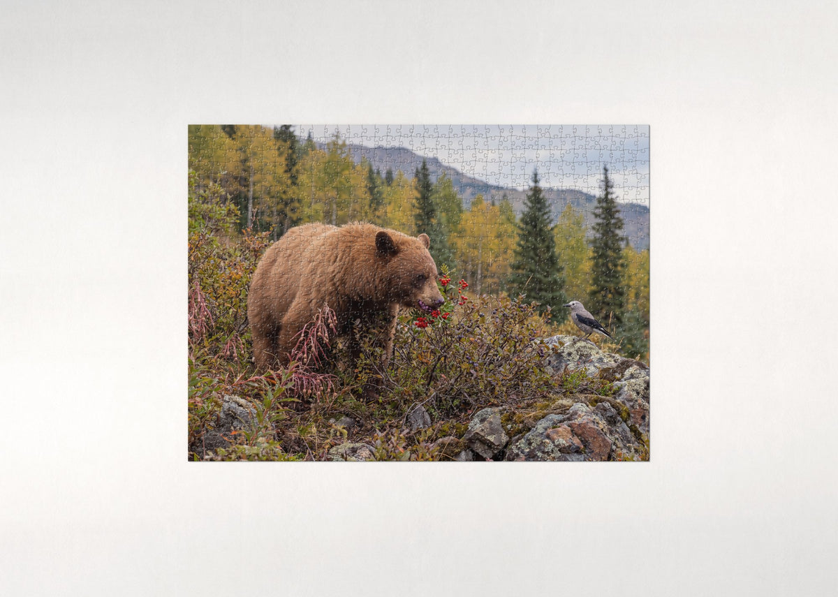 Bear in the Autumn Berry Patch jigsaw puzzle - flat puzzle