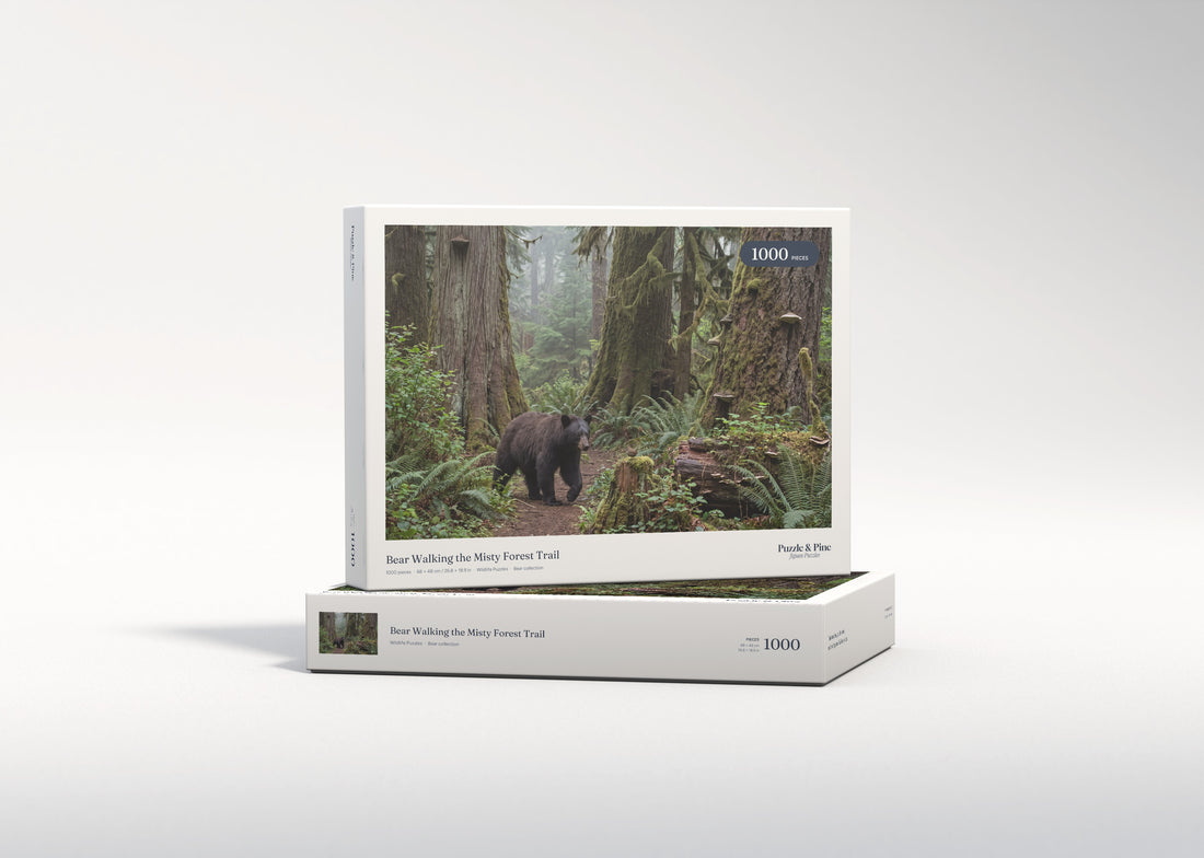 Bear Walking the Misty Forest Trail jigsaw puzzle - gift box