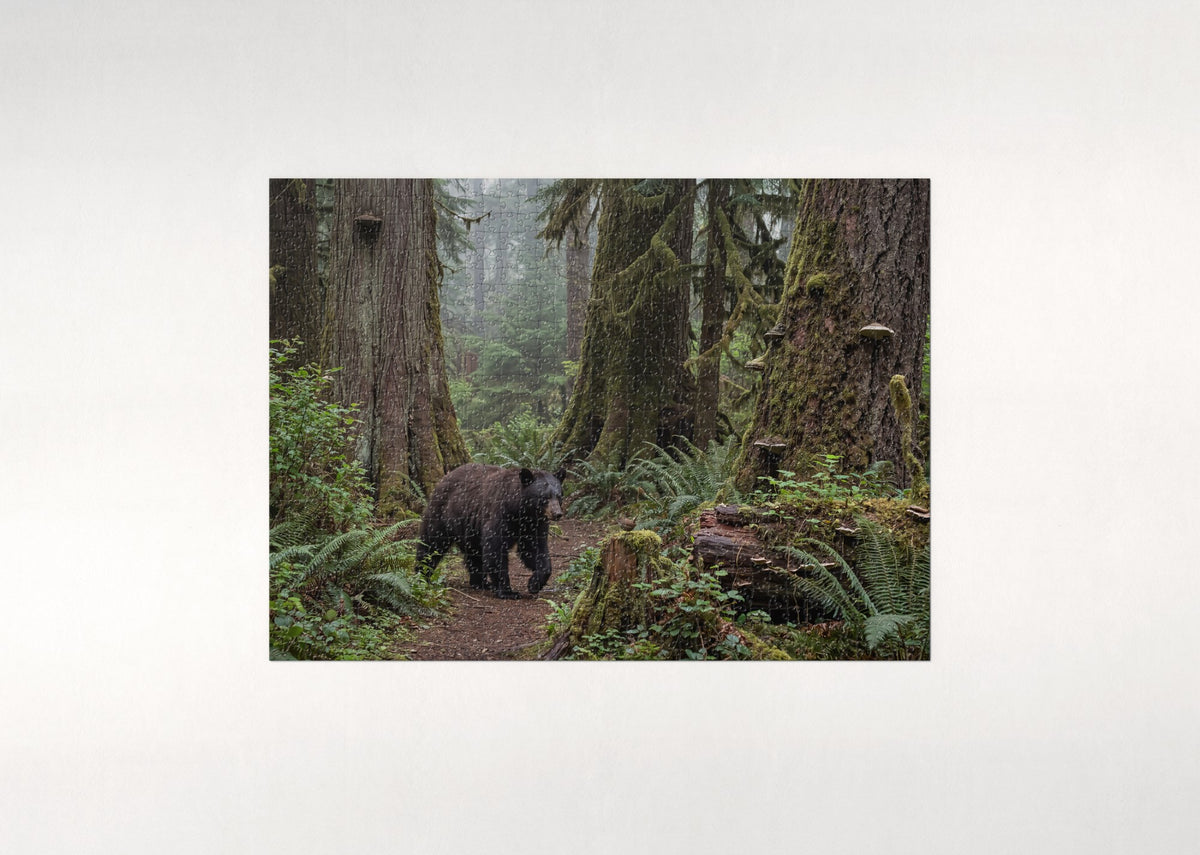Bear Walking the Misty Forest Trail jigsaw puzzle - flat puzzle
