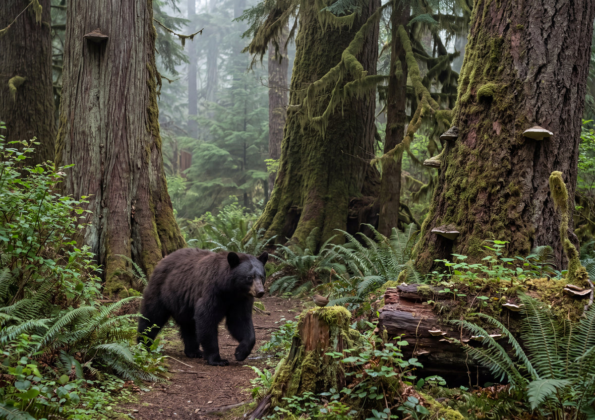 Bear Walking the Misty Forest Trail jigsaw puzzle