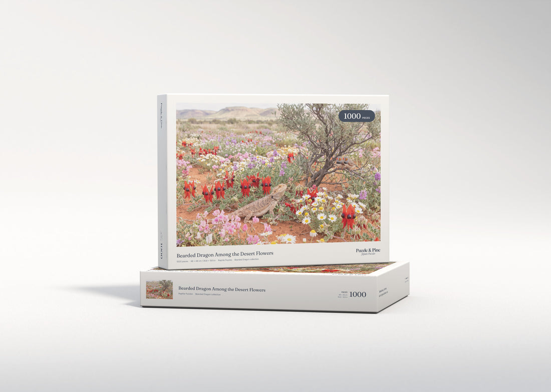 Bearded Dragon Among the Desert Flowers jigsaw puzzle - gift box