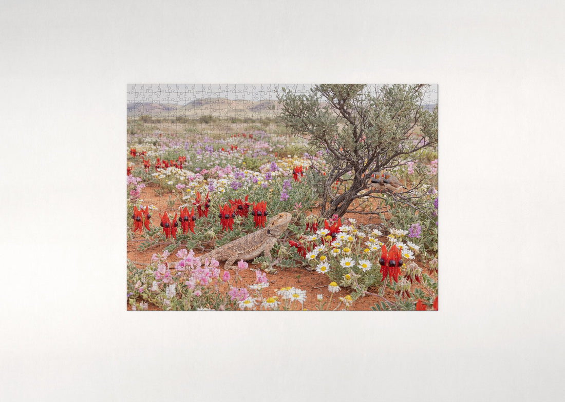 Bearded Dragon Among the Desert Flowers jigsaw puzzle - gift box