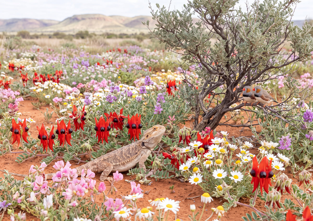 Bearded Dragon Among the Desert Flowers jigsaw puzzle