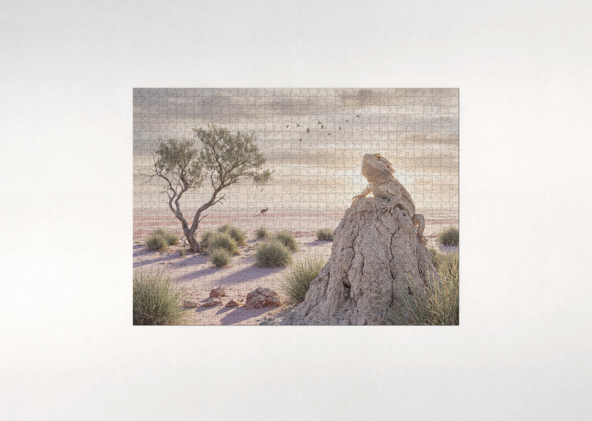 Bearded Dragon at Sunset jigsaw puzzle - flat puzzle