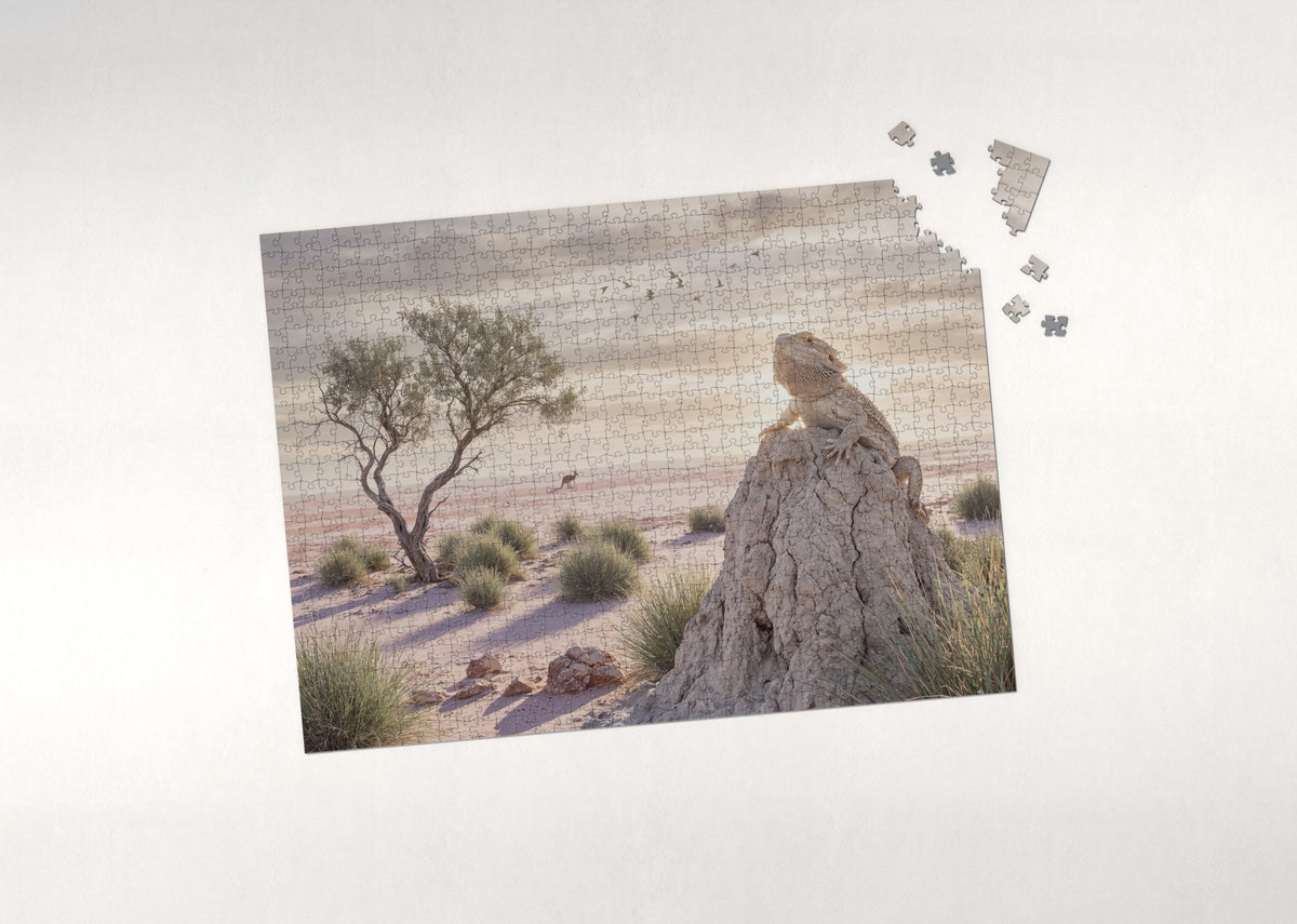 Bearded Dragon at Sunset jigsaw puzzle - puzzle with loose pieces