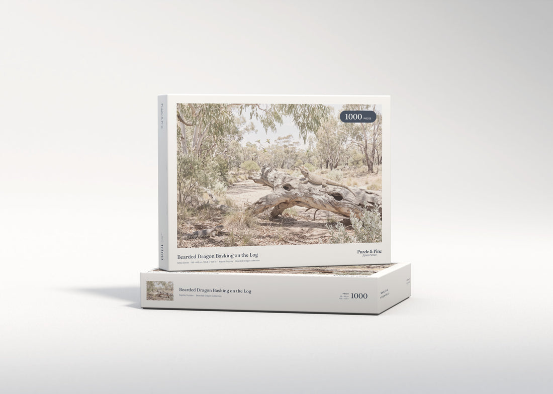 Bearded Dragon Basking on the Log jigsaw puzzle - gift box
