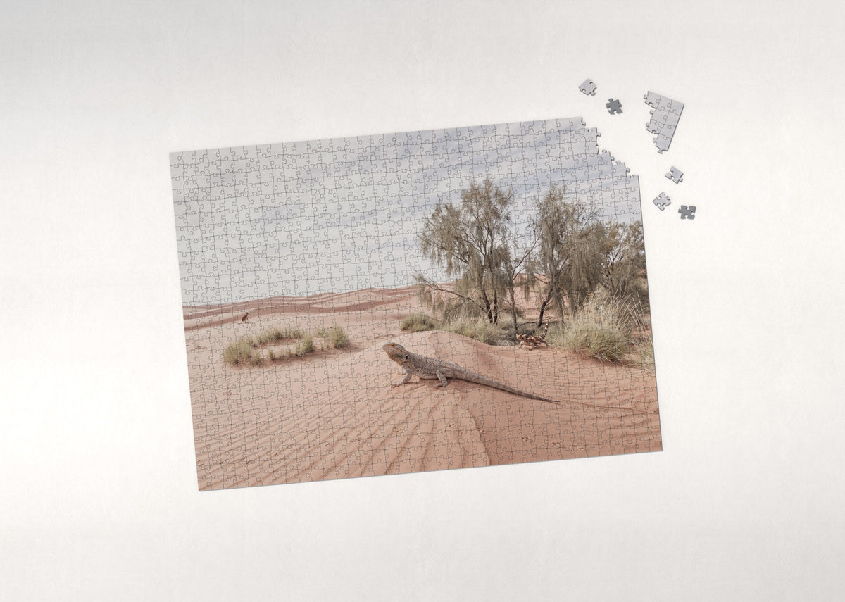 Bearded Dragon in the Outback Sand jigsaw puzzle - puzzle with loose pieces