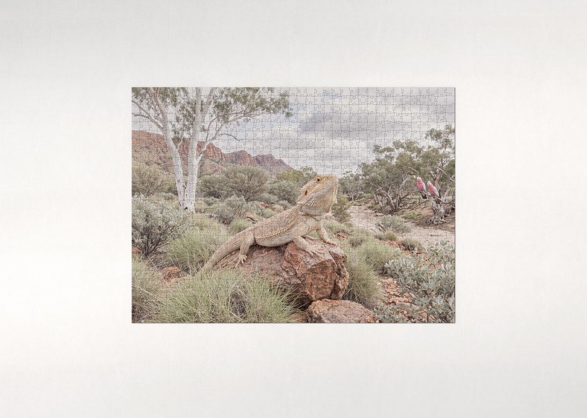 Bearded Dragon on the Red Rock jigsaw puzzle - flat puzzle