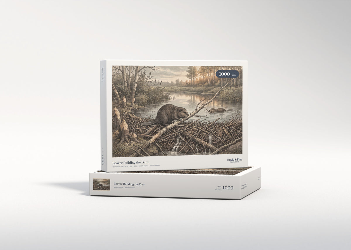 Beaver Building the Dam jigsaw puzzle - gift box