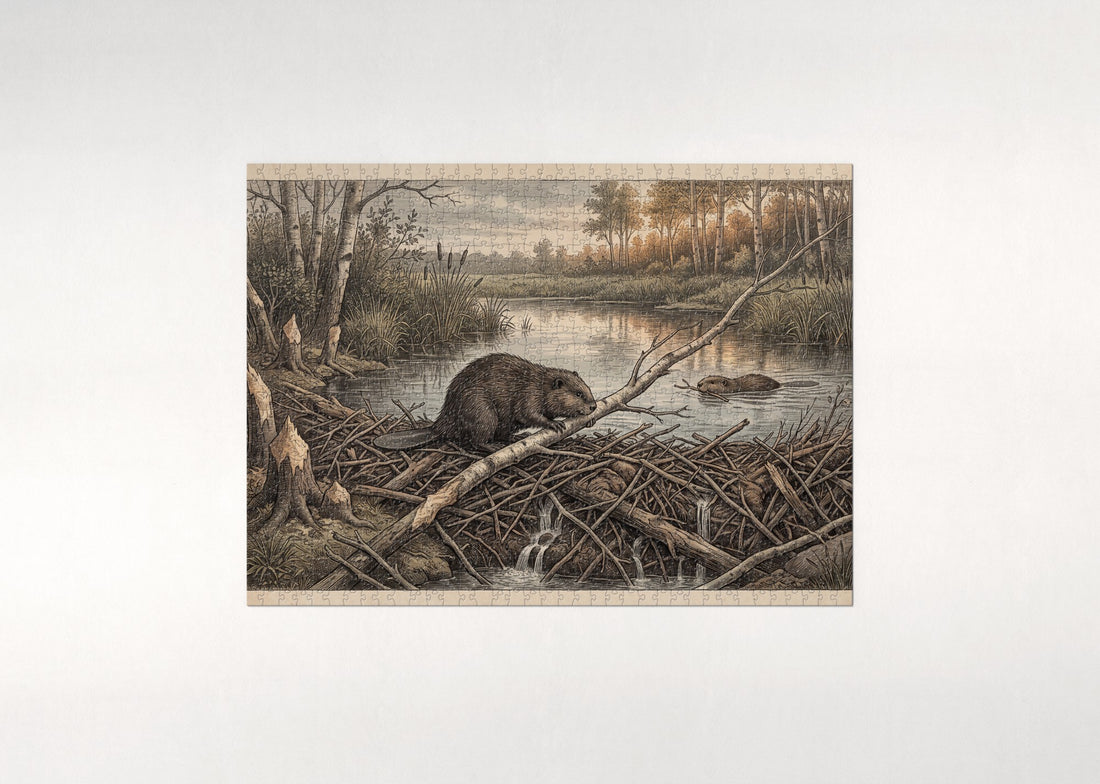 Beaver Building the Dam jigsaw puzzle - gift box