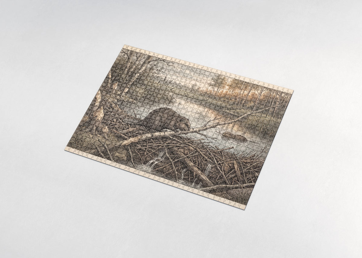 Beaver Building the Dam jigsaw puzzle - assembled puzzle