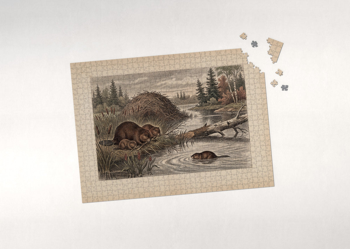 Beaver Family at the Pond jigsaw puzzle - puzzle with loose pieces